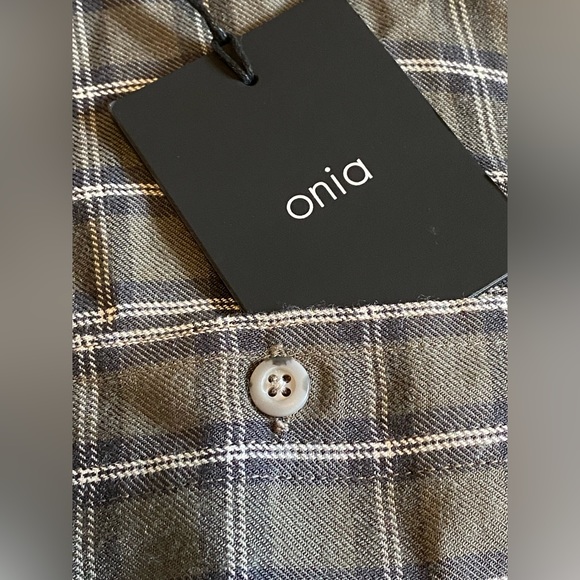 Onia men’s nwt Liam tartan plaid in charcoal. Size medium - Picture 3 of 6